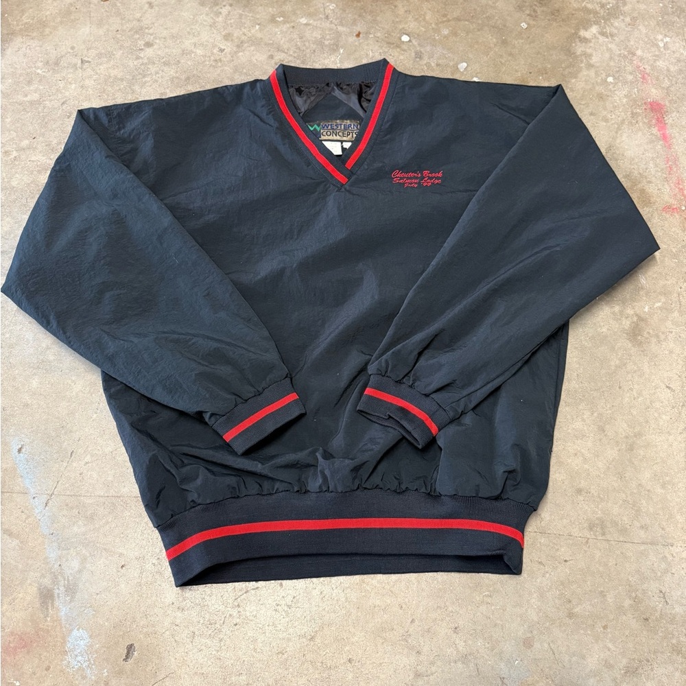Vintage 90s Black & Red XL Western Concepts Windbreaker Pullover Pump Cover Y2K